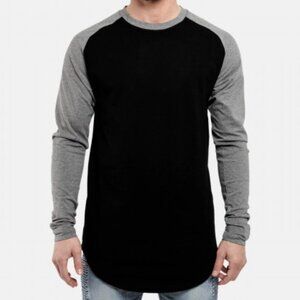 [Medium] Blackskies Long Sleeve Men's Baseball T-Shirt Longline Curved Hem